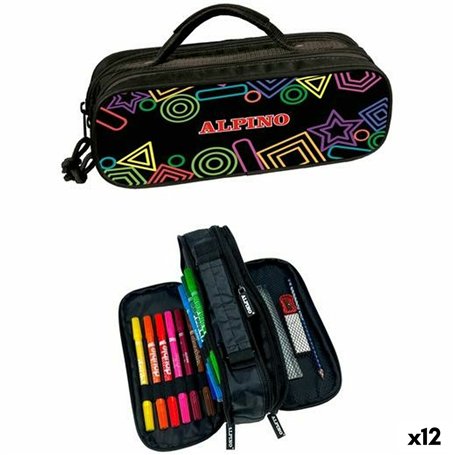 Pochette à crayons triple Alpino Mini Black Multicouleur (12 Unités)