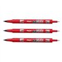 PILOT Lot de 3 Marqueurs TWIN MARKER BEGREEN indélibile rouge 2 pointes ogives:fine et moyenne