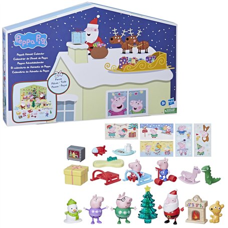Peppa Pig Peppas Calendrier de l'Avent avec 24 jouets surprises et autocollants