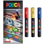 Posca - Marqueur permanent à base d'eau - Utilisation multi-surfaces - PC-1M - Lot de 3 stylos dans un étui - Rouge