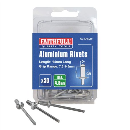 Faithfull ar5l50 5 mm long Rivets en aluminium (Lot de 50)
