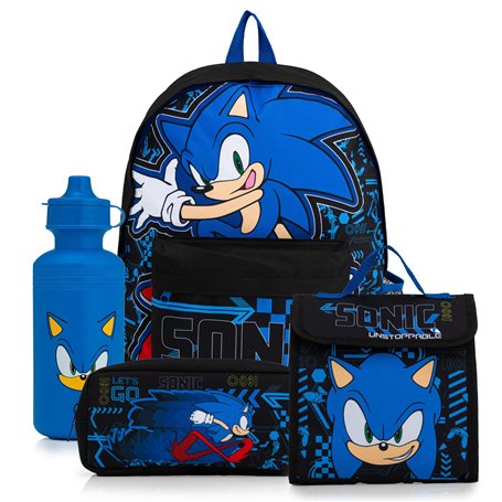Sonic The Hedgehog Sac à dos 4 pièces avec sac à déjeuner