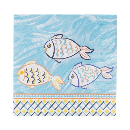Talking Tables Lot de 20 serviettes en papier jetables Motif poisson