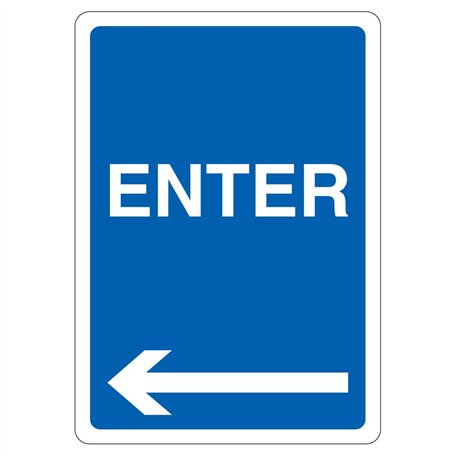 V Safety Enter - Flèche Gauche 210 x 297 mm (A4) - Panneau de sécurité en plastique rigide 1 mm