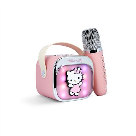 Hello Kitty Mini haut-parleur de karaoké LED sans fil avec microphone Bluetooth Rose Changement de couleur