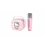 Hello Kitty Mini haut-parleur de karaoké LED sans fil avec microphone Bluetooth Rose Changement de couleur