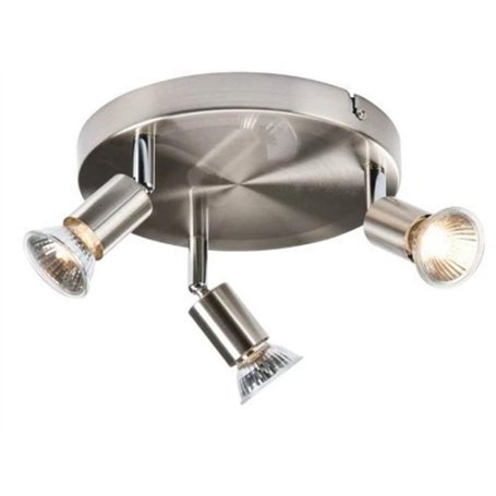 Knightsbridge spgu3bc Chrome brossé GU10 halogène 150 W 3 x Lampe spot sur base circulaire avec lampes