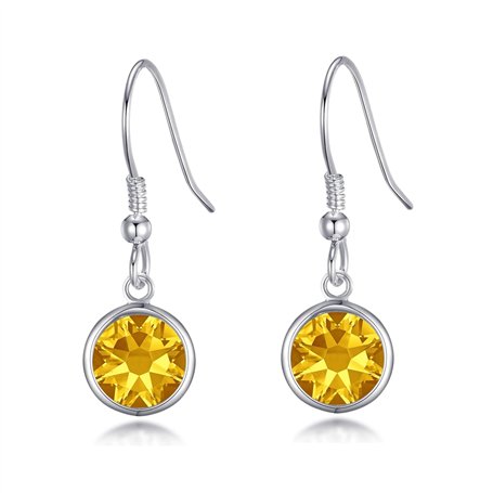 Philip Jones Boucles d'oreilles pendantes en cristal jaune créées avec des cristaux Zircondia®