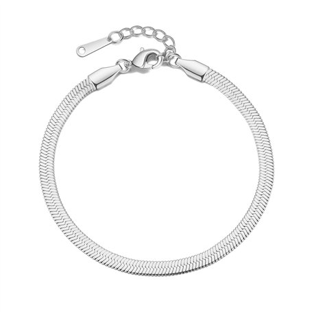 Philip Jones Bracelet chaîne serpent plat en acier inoxydable à chevrons