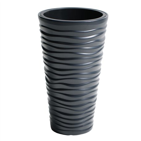Grand Pot de Fleurs Plante à effet sable pour intérieur ou extérieur (gris foncé)