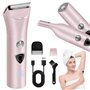 Litinliv Rechargeable Rasoir Electrique Femme, 3-In-1 Tondeuse Femme Intime avec Affichage LED, Epilateur Visage Femme, Tondeuse