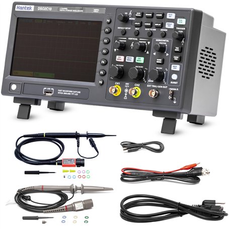 Hantek DSO2C10 Digital Storage Oscilloscope 100MHz Bandwidth 2CH Dual Channel 1GSa/s 8M Memory Depth with High Voltage Probre