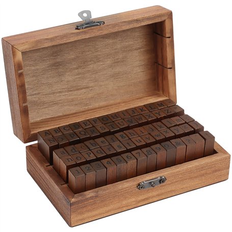 Kurtzy Lot de 70 tampons en bois et caoutchouc avec lettres de l'alphabet