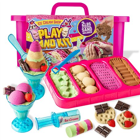 GirlZone Cadeau Fille Kit de Sable pour Enfants - Glacerie de Sable Toutes les Couleurs - Ice Cream Shop Play Sand for Kids - Su