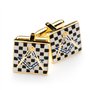THE MASONIC COLLECTION Boutons de manchette pour homme en plaqué or Motif pavement franc-maçon – Pochette cadeau en velours
