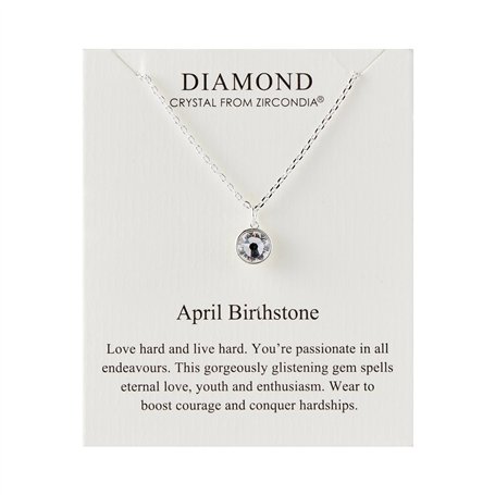 Philip Jones Collier de Pierre de Naissance d'avril (Diamant) créé avec des Cristaux Zircondia®