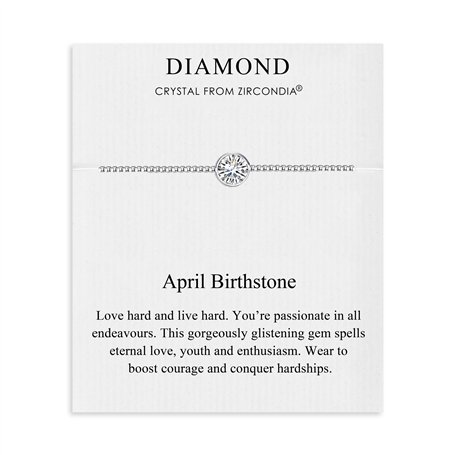 Philip Jones Bracelet de pierre de naissance avril (diamant) créé avec des cristaux Zircondia®