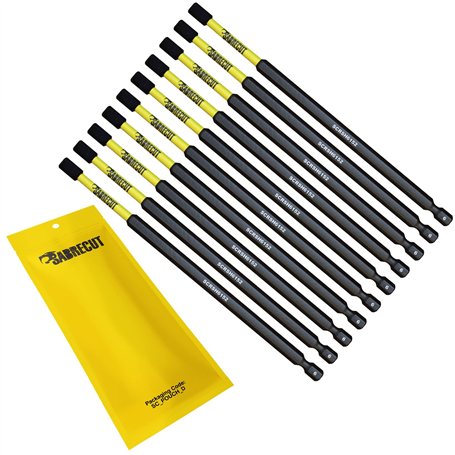 10 x SabreCut SCRH6152_10 152 mm H6 Hex Magnétique Impact Tournevis Embouts Set Single End Heavy Duty Compatible avec Dewalt Mil