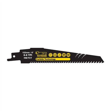 1 x SabreCut SCRS956XHM Carbure de tungstène 152 mm Variable 6-8 TPI S956XHM Coupe très rapide du bois et du plastique Lame de s