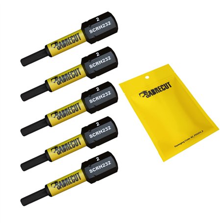 5 x SabreCut SCRH232_5 Jeu d'embouts de tournevis à percussion magnétiques hexagonaux H2 de 32 mm à une extrémité robuste compat