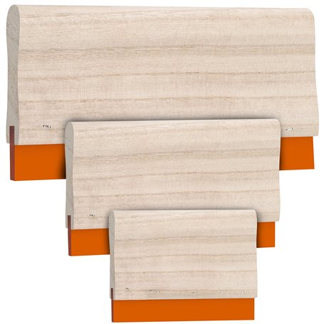 Belle Vous Raclette Sérigraphie (Lot de 3) - 3 Tailles - Raclette Serigraphie en Caoutchouc avec Poignée en Bois - Loisirs Créat