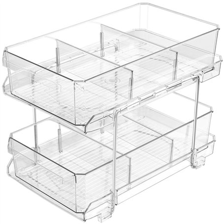 BELLE VOUS Organisateur Salle de Bain à 2 Niveaux avec Tiroirs Coulissants - Étagère Polyvalente Sous Évier