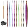 Extensions de Cheveux Colorés, Kit D’extensions de Cheveux Synthétiques de 45 cm avec 20 Multicolores Plumes de Couleurs Mélangé