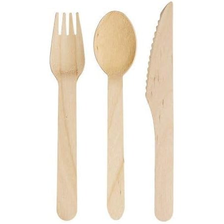 Ensemble de couverts en bois 150 pièces jetables