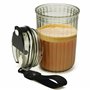 BELLE VOUS Gourde Cafe en Plastique Nervuré Noir Givré avec Couvercle - Tasse de Voyage 480 ml - Mug Voiture Réutilisable pour C
