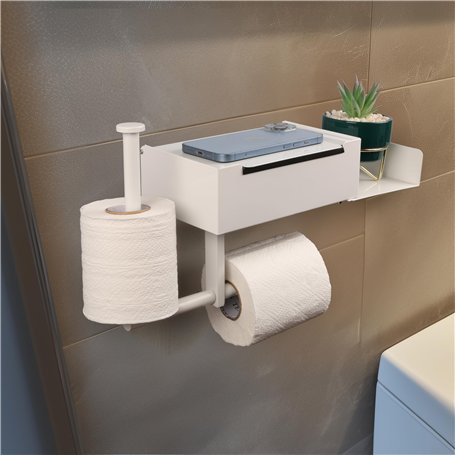 Belle Vous Porte Papier Toilette avec Etagere et Support - Porte Rouleau de Papier Toilette Mural en Acier Inoxydable Salle de B