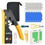 Pince à Sertir RJ45 Kit pour Connecteur Réseau CAT5/CAT5E/CAT6/CAT6A/CAT7 Kit de Outil Sertissage RJ45 avec 50 Connecteurs Teste