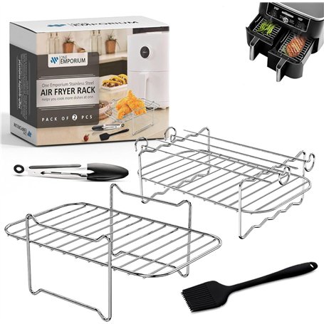 ONE Emporium Set de 2 Grilles pour Ninja Air Fryer – Compatible avec les Freidoras à Panier Double