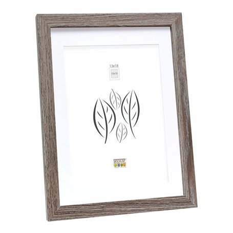 DEKNUDT FRAMES Cadre photo avec passe-partout pour 1 photo - Bois MDF - pour accrocher ou poser -S66K (Bois gris
