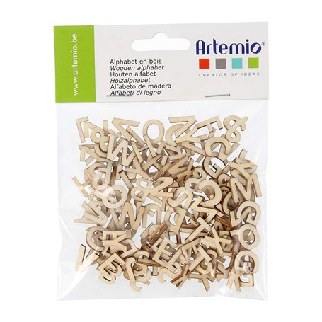 Artemio 11006471 Alphabet en Bois Lettres majuscules (13 mm) Recharge