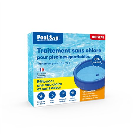 BSI - PooLSan - Solution sans Chlore - pour Une Désinfection des Petites Piscines Gonflables - Jusqu'à 2 A 3 Mois - Elaboré en E