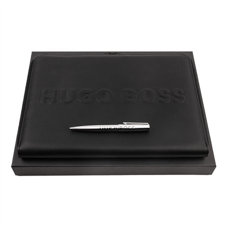 Hugo Boss Label HPAB209 Set d'écriture (stylo à bille et conférencier A4) | Coffret cadeau