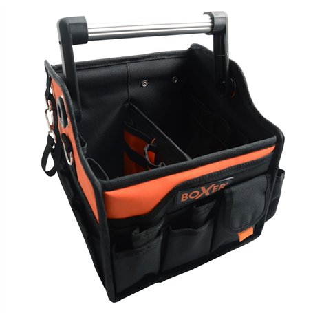 Boxer® Sac à Outils 10 Pouces Noir et Orange – Caisse de Rangement Vide Portable – Boîte Vide avec Poignée en Aluminium – Sacoch