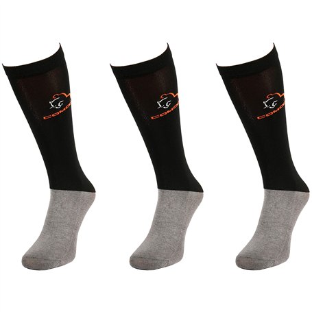 Comodo 3 Paires Chaussettes d'Équitation | Femmes/Hommes | Mi-Bas | Fonctionnelles | Sport Hippique | Cavalier | Motif | SPJM