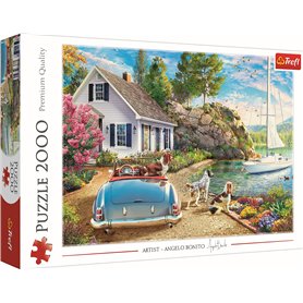 Trefl 2000 pièces Chiens, Été, Voilier, DIY Moderne, Divertissement Créatif, Amusant, Puzzles Classiques avec Animaux, pour Adul Trefl 2000 pièces Chiens