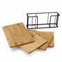 Lot de 4 planches à découper en bambou avec support en cèdre - Avec support en métal noir
