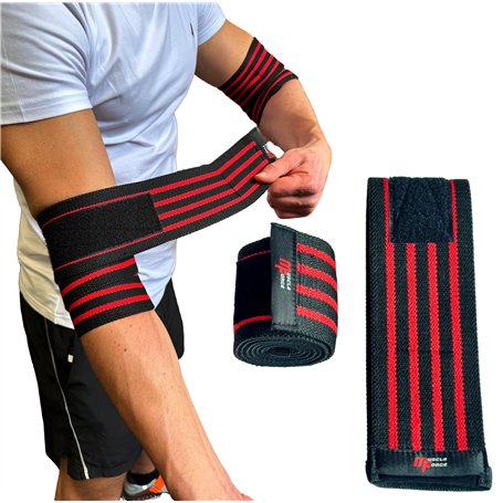 MuscleForge® Coudières pour Musculation et Haltérophilie - Sangles élastiques avec fermeture