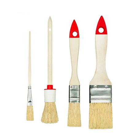 M7 Lot de 4 Brosses 3 Plates 1 Ronde 0" 3/4" 1.5" 4 "Série 02 pour Travaux de Peinture avec Peintures et Vernis Couverture Unifo