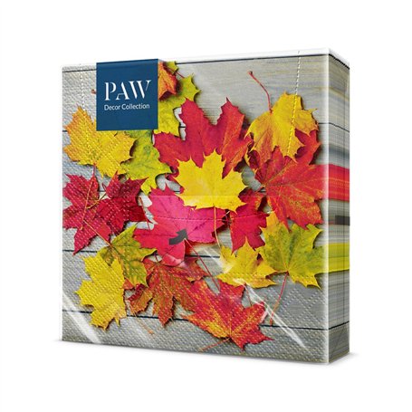 PAW - Serviette Papier (33 x 33 cm) I Lot de 20 I Serviette de Table Papier 3 Plis I Serviette de Table Jetable - Automne