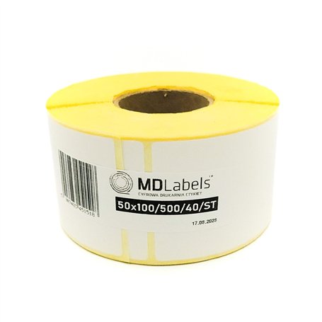 MDlabels Lot de 500 étiquettes thermiques blanches sur rouleau – 50x100 mm – Adhésif permanent pour code-barres – Étiquettes adh