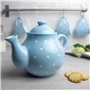 City to Cottage | Service à thé | bleu ciel à pois blancs en céramique fait et peint à la main | grande théière 1,7L 4-6 tasses,