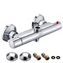 Mitigeur thermostatique pour douche, Mitigeur douche thermostatique 2 sorties laiton chromé, Robinet thermostatique anti-brûlure