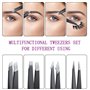 AFTREN Pince à épiler professionnelle 5 pièces en acier inoxydable Ciseaux à sourcils Ciseaux à ongles Idéal pour l'épilation du