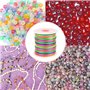 Lot de 1000 perles poney phosphorescentes avec fil de perles arc-en-ciel