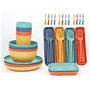 Ensemble de Vaisselle en Plastique Réutilisable pour 4 Personnes, 48 Pièces Incassables pour Camping, Pique-Nique et Fête, Assie