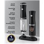 FORLIM Ensemble de moulin à poivre électrique avec base Rechargeable USB, moulin à sel en acier inoxydable avec grossièreté régl